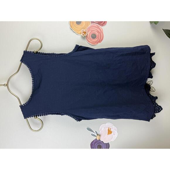 Porridge by Anthopologie Navy Scalloped Hem Sleeveless Tank - Size - Small - Picture 2 of 5